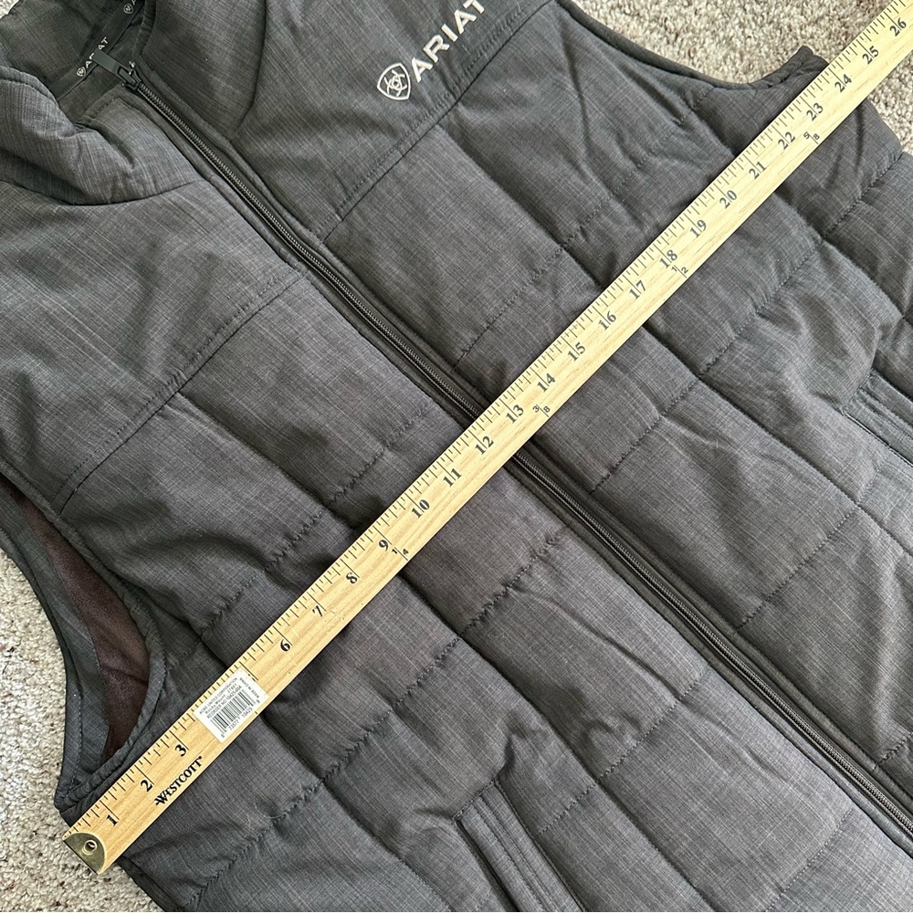 Ariat Vest Mens XL Black Brown Crius Quilted Full Zip Embroidered Fleece Lined - Picture 9 of 13